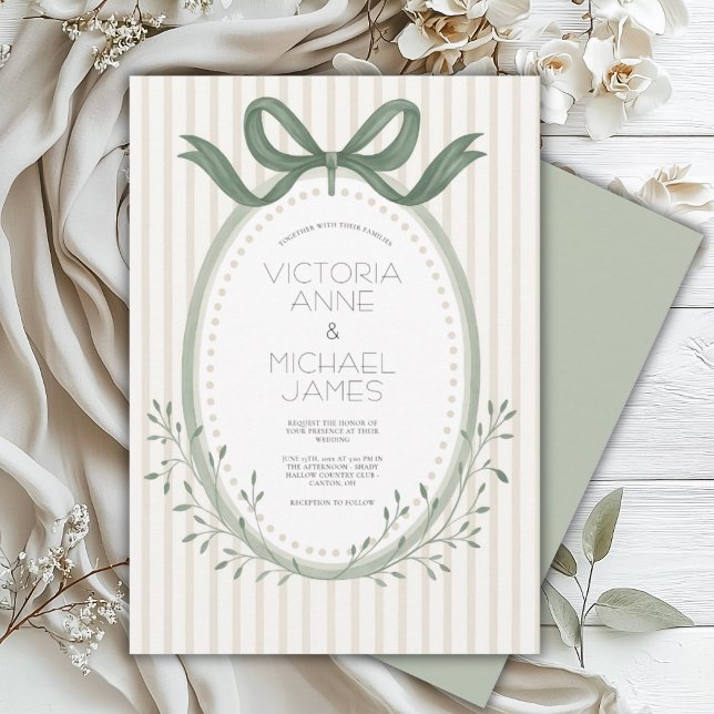 Vintage Sage Green Elegant Wedding Invitación (Subido por el creador)