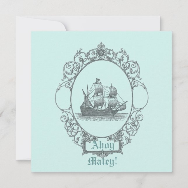 Vintage Sailboat Pirate Birthday Party Invitación (Anverso)