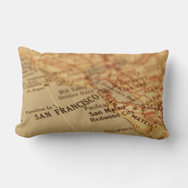 Vintage San Francisco Mapa de almohada lumbar (Anverso)
