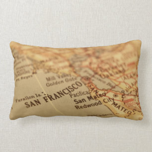 Vintage San Francisco Mapa de almohada lumbar