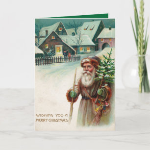 Vintage Santa Claus Feliz Navidad Tarjetas de feli