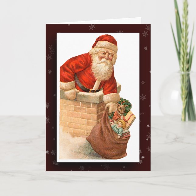 Vintage Santa Claus Imagen Tarjeta de felicitación (Anverso)