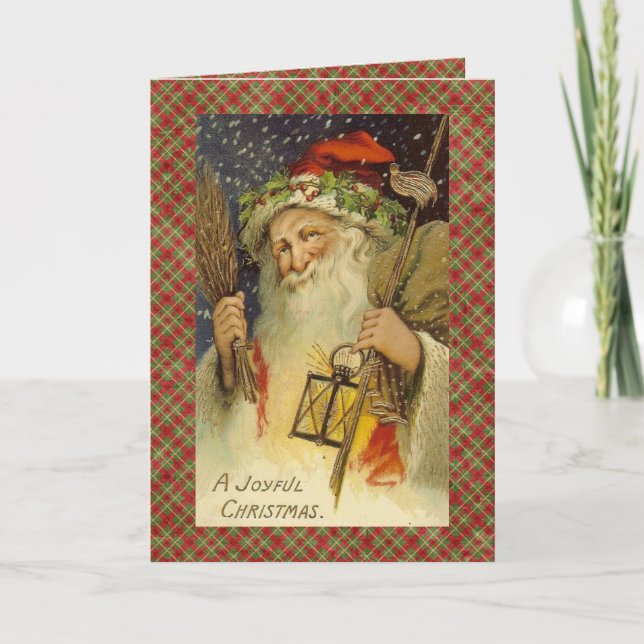 Vintage Santa Claus Navidades tarjeta de saludo (Anverso)