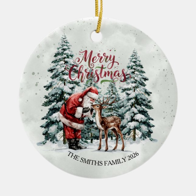 Vintage Santa Claus Ornamento de Navidad (Frente)