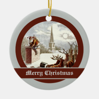 Vintage Santa Claus Ornamentos de reno Sleigh