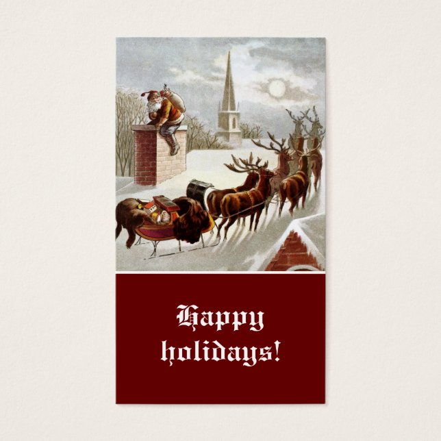 Vintage Santa Claus Reindeer Sleigh (Frente)