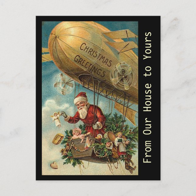 Vintage Santa Navidades Blimp - postal (Anverso)