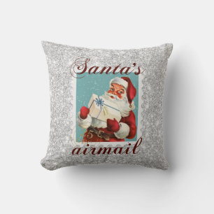 Vintage Santa Purpurina Cojín decorativo de decora