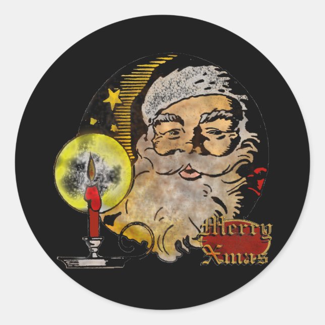 Vintage Santa Round Pegatinas (Anverso)