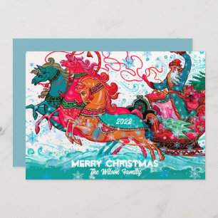 Vintage Santa Sleigh Personalizado Feliz Navidad