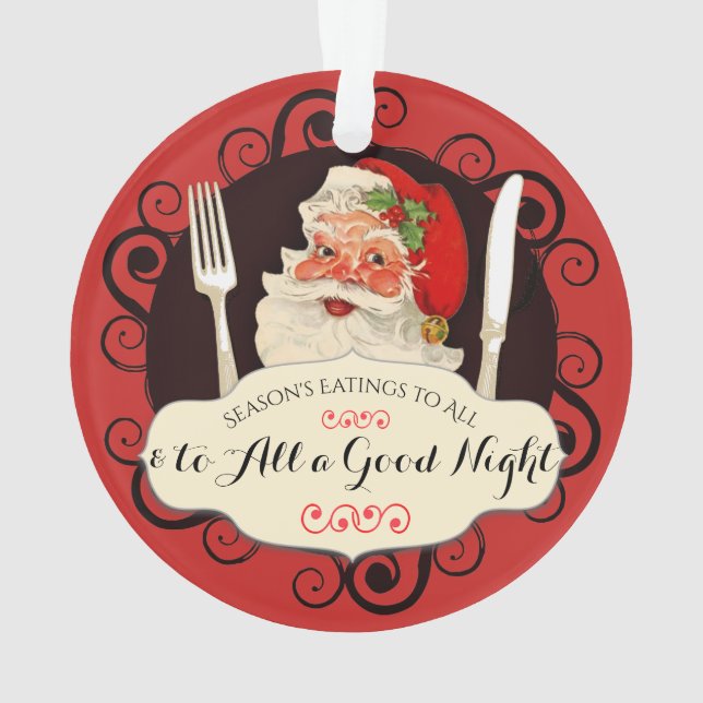 Vintage Santa utensilios de foodie Ornamento de Na (Reverso)