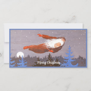 Vintage Santa y bebé volando en Navidad