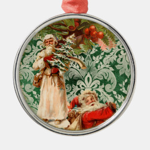 Vintage Santas y Holly Elegent Ornamento de Navida