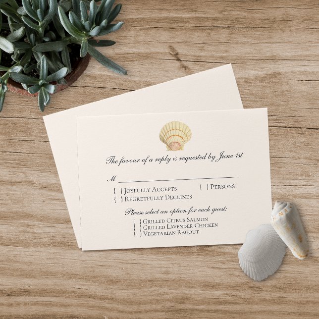 Vintage Scallop Boda de una sola foca RSVP (Subido por el creador)