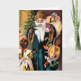 Vintage Scary Mirando la tarjeta de vacaciones San