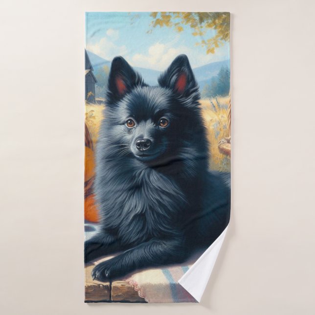 Vintage Schipperke Puppy Pintura (Toalla de baño)