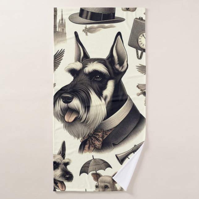 Vintage Schnauzer Seamless (Toalla de baño)