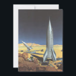 Vintage Science Fiction Desert Planet con cohetes<br><div class="desc">Ilustracion vintage futurista en el espacio exterior y planetas ciencia ficción imagen del cohete. Un cohete de ciencia ficción de viajes y transporte retro en un planeta extranjero o una luna con astronautas explorando el terreno en este desconocido mundo extraterrestre. Un clásico de los años 50: el diseño de ciencia...</div>