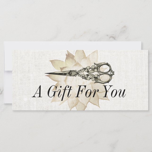 Vintage Scissor Floral Elegant Gift Certificate (Anverso)
