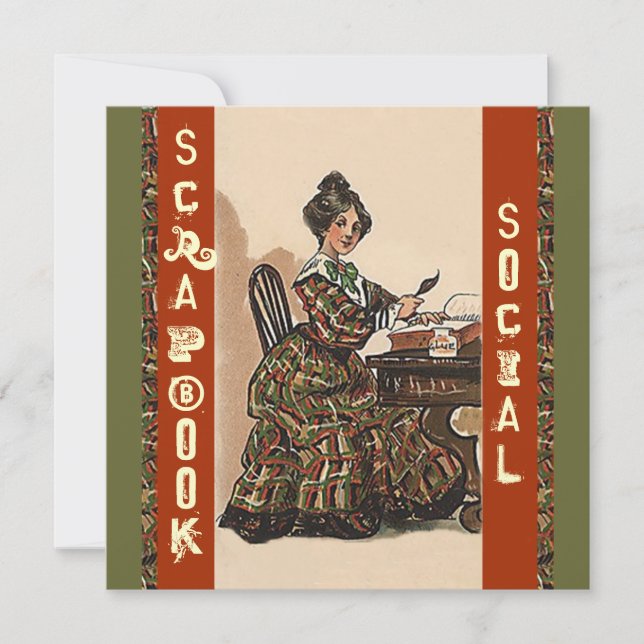 Vintage Scrapbooking Invitación Fiesta Artesanía s (Anverso)