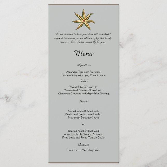 Vintage Sea Animals Beach Wedding Menu (Anverso)