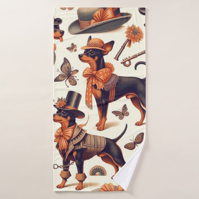 Vintage Seamless Pinscher (Toalla de baño)