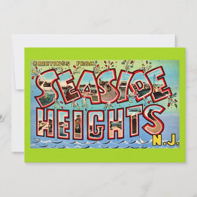 Vintage Seaside Heights NJ 5x7 Big Postcard (Anverso)
