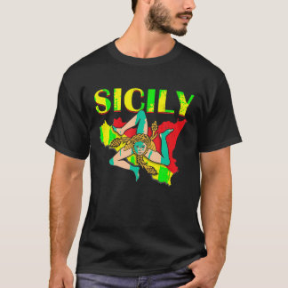 Vintage Sicilia Bandera Orgullo a camiseta