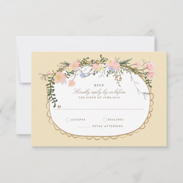 Vintage Silhouette Spring Floral Wedding RSVP (Anverso)