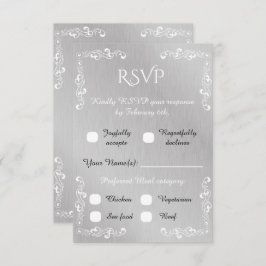 Vintage Silver y White Ornamental Border RSVP