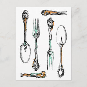Vintage silverware, utensilios de comedor postal