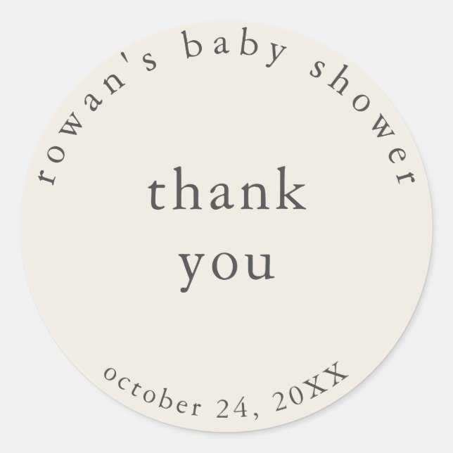 Vintage Simple Baby Shower Gracias Pegatina (Anverso)