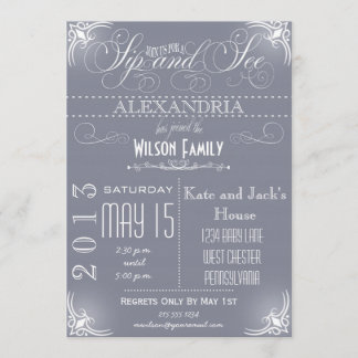 Vintage Sip y Ver Invitación