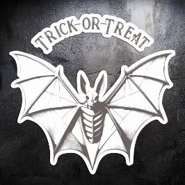 Vintage Skeletal Bat Halloween Pegatina