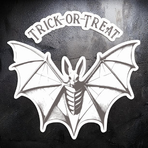 Vintage Skeletal Bat Halloween Pegatina
