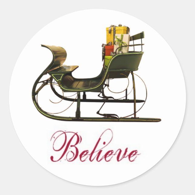 Vintage Sleigh & Believe Calligraphy Sello para so (Anverso)