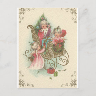 Vintage Sleigh De Navidad Con Ángeles