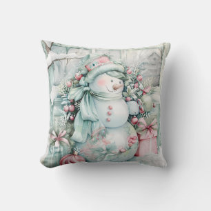 Vintage Snowman Navidades Cojín decorativo
