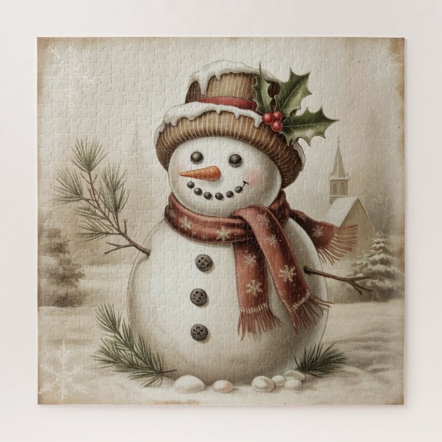 Vintage Snowman Puzzle (Vertical)
