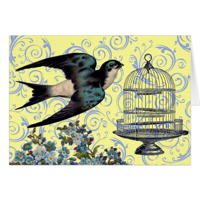 Vintage Sparrow & Cage (Anverso (Horizontal))