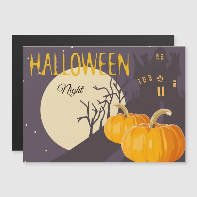 Vintage Spooky Halloween Luna y calabaza de noche (Anverso/Reverso)