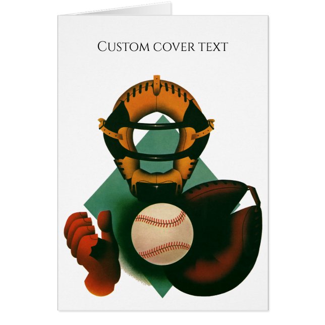 Vintage Sports Béisbol Player, Catcher con Mitt (Frente)
