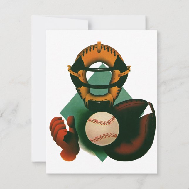 Vintage Sports Béisbol Player, Catcher con Mitt (Anverso)