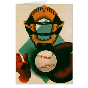 Vintage Sports Béisbol Player, Catcher con Mitt