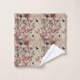 Vintage Spring Roses with Blue Butterflies