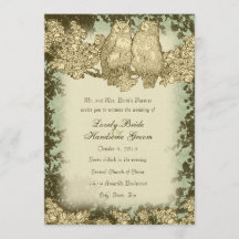 Vintage Sr. y Sra. Owl Wedding Invitación
