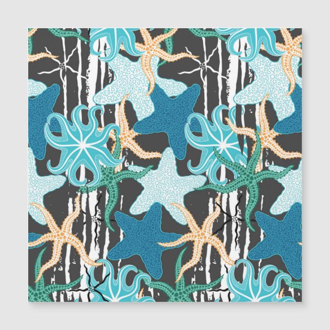 Vintage Starfish: Fondo oscuro rayado. (Anverso)