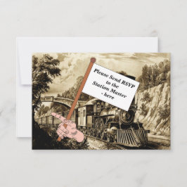 Vintage Steam Train Man's Birthday Party RSVP Card