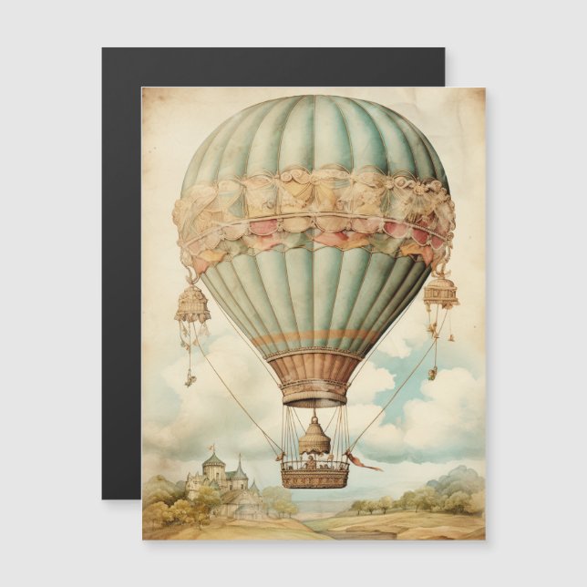 Vintage Steampunk Blue Hot Air Balloon (Anverso/Reverso)