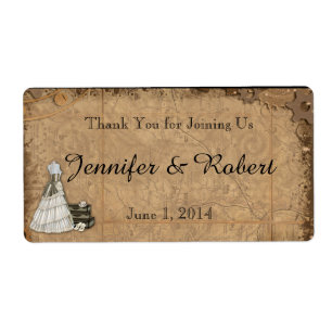 Vintage Steampunk Bride Boda Etiqueta del frasco d